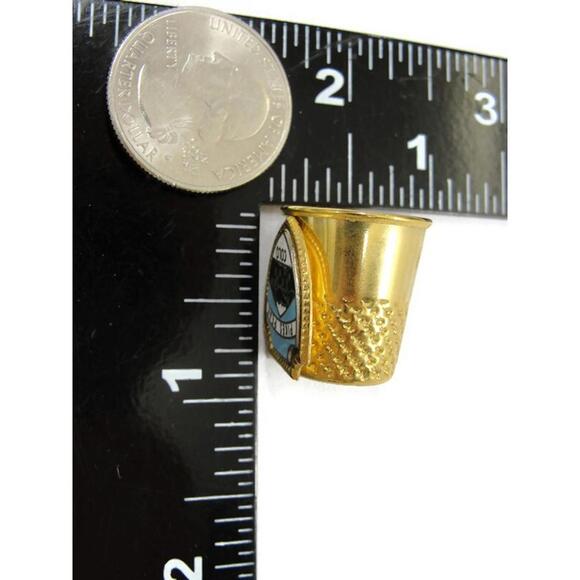 Pike's Peak Colorado Metal Thimble Vintage Gold Tone - Picture 5 of 8